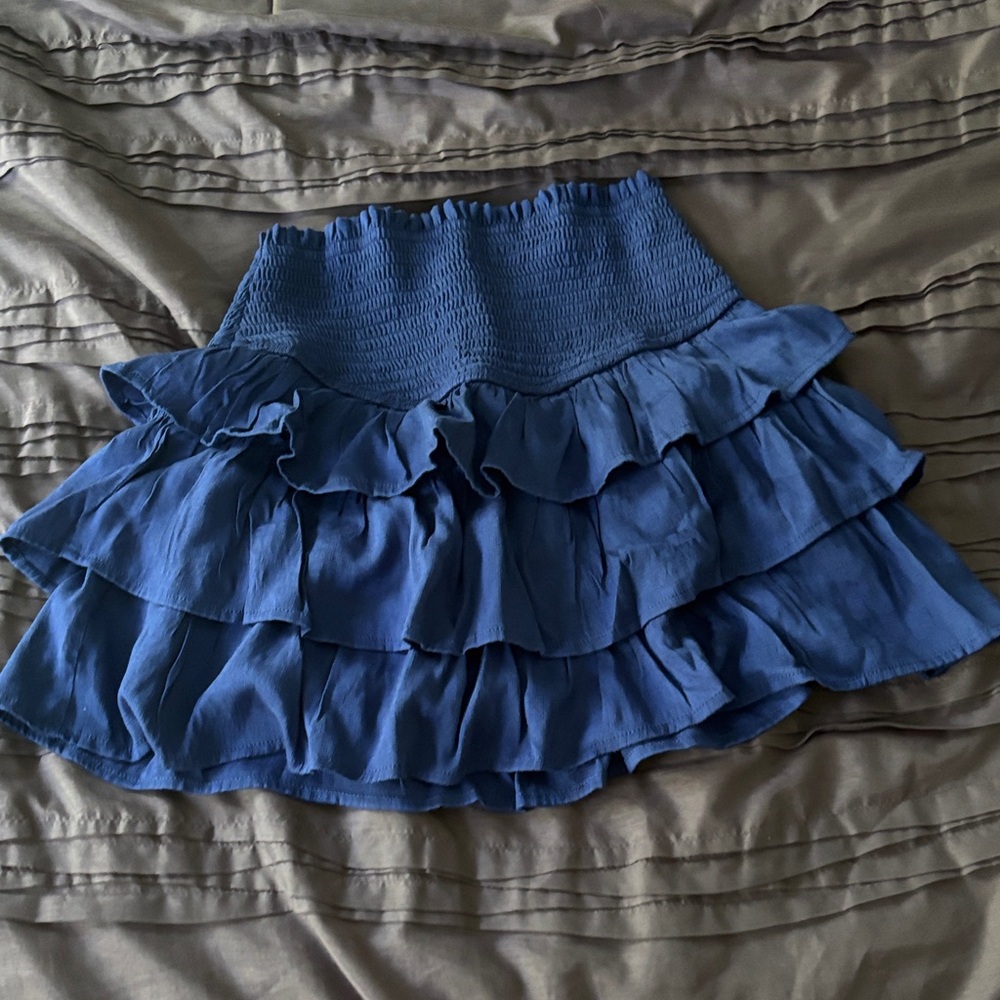Chic Blue Ruffled Mini Skirt